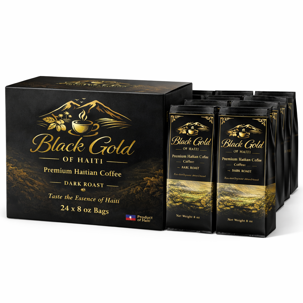Black Gold of Haiti Coffee – 24 Pack (8 oz Bags) Premium Haitian Dark Roast, 100% Arabica