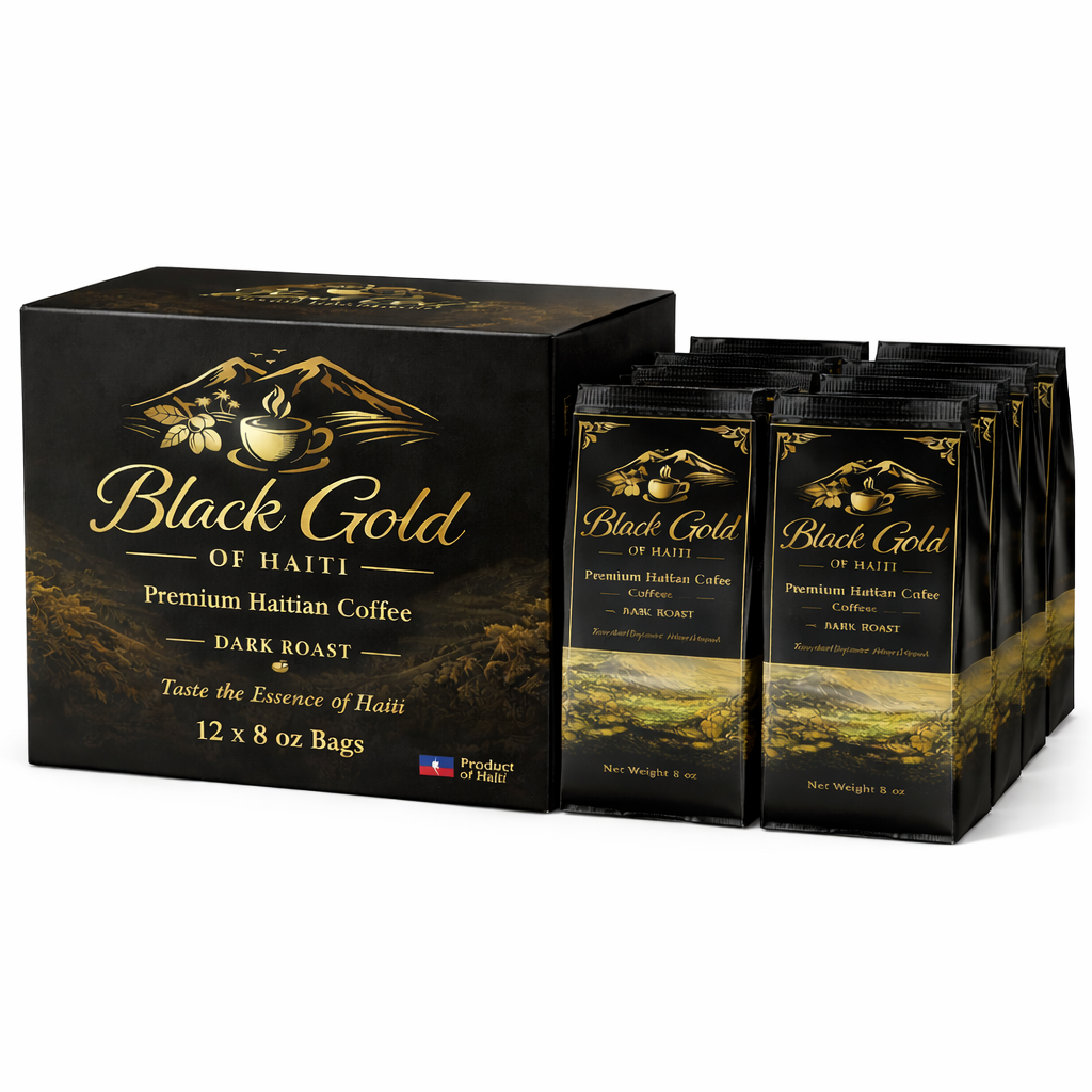 Black Gold of Haiti Coffee – 12 Pack (8 oz Bags) Premium Haitian Dark Roast, 100% Arabica
