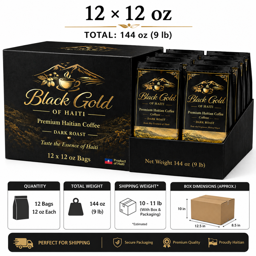 Black Gold of Haiti – Premium Haitian Coffee Pack of 12 (12 oz) | 100% Arabica Dark Roast